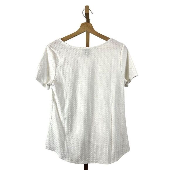 Anthropologie W5 White Short Sleeve Tie-Waist Textured Shirt Sz M EUC - Picture 4 of 6